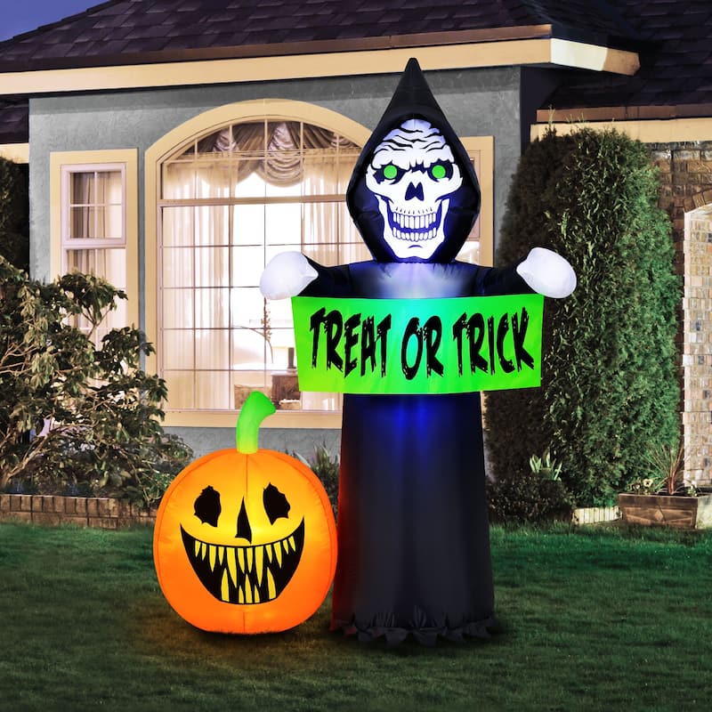 5.5' Inflatable Reaper and Pumpkin Scene