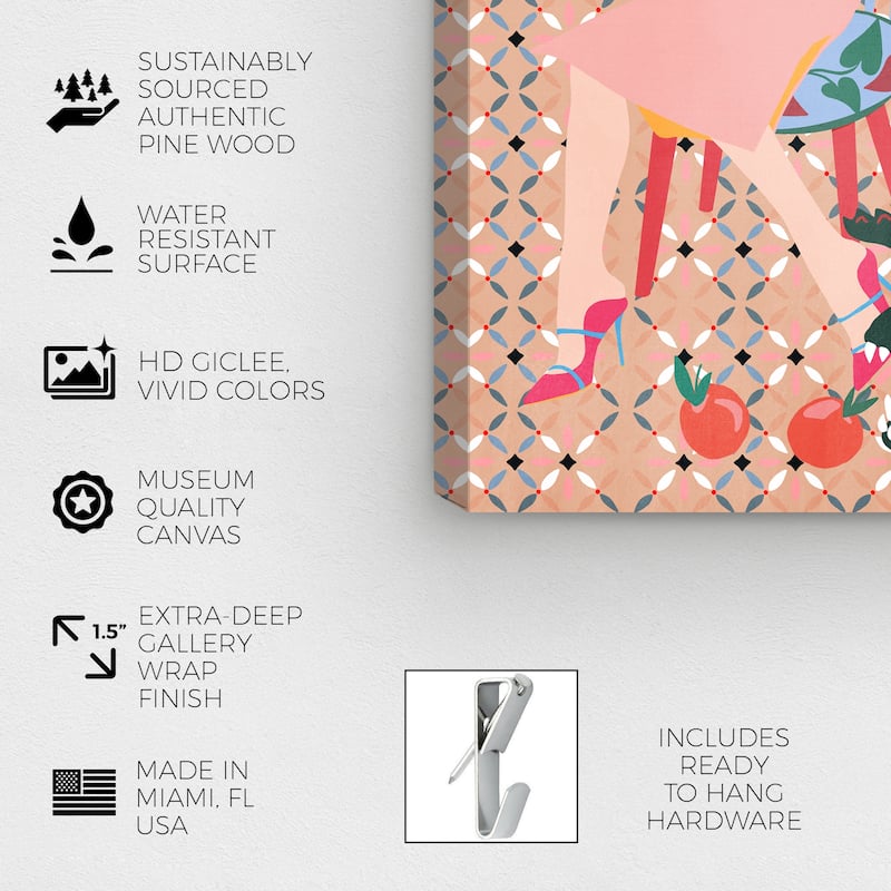 Wynwood Studio Canvas Animals Gators in Tranquility Pink and Dark Green Modern & Contemporary Wall Art Canvas Print