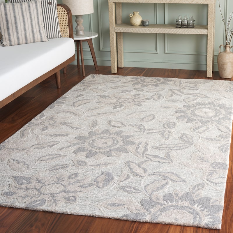 SAFAVIEH Handmade Jardin Jilianna Floral Wool Rug - Beige/Blue - 4' x 6'