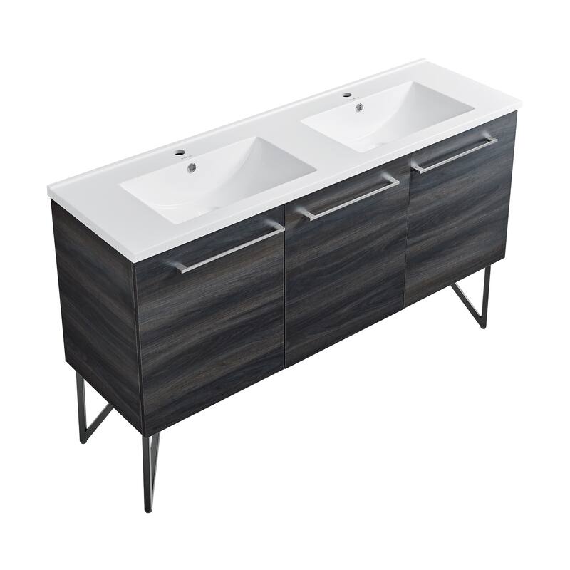 Swiss Madison Annecy 60" Double, Two Doors, One Drawer, Bathroom Vanity