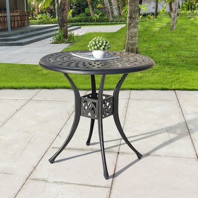 Outdoor 31'' Round Cast Aluminum Bistro Table with Umbrella Hole