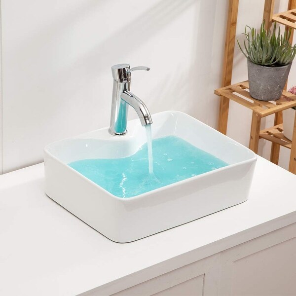 Rectangle Ceramic Bathroom Vessel Sink White. Opens flyout.
