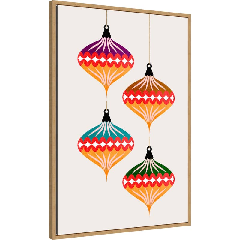 Christmas Balls (vers.3) by Eins Kubistika (23 x 33 in.), Framed Canvas Wall Art Print - Sylvie Natural