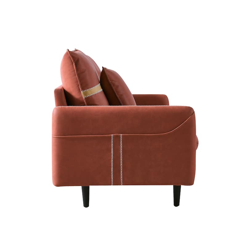 3-Seat Sofa Couch, Mid-Century Tufted Love Seat With 2 Pillows for Living Room