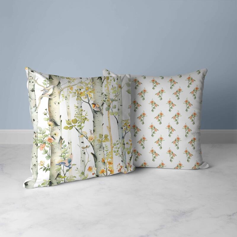 Whispering Woods Faux Suede Reversible Throw Pillow Green and Peach