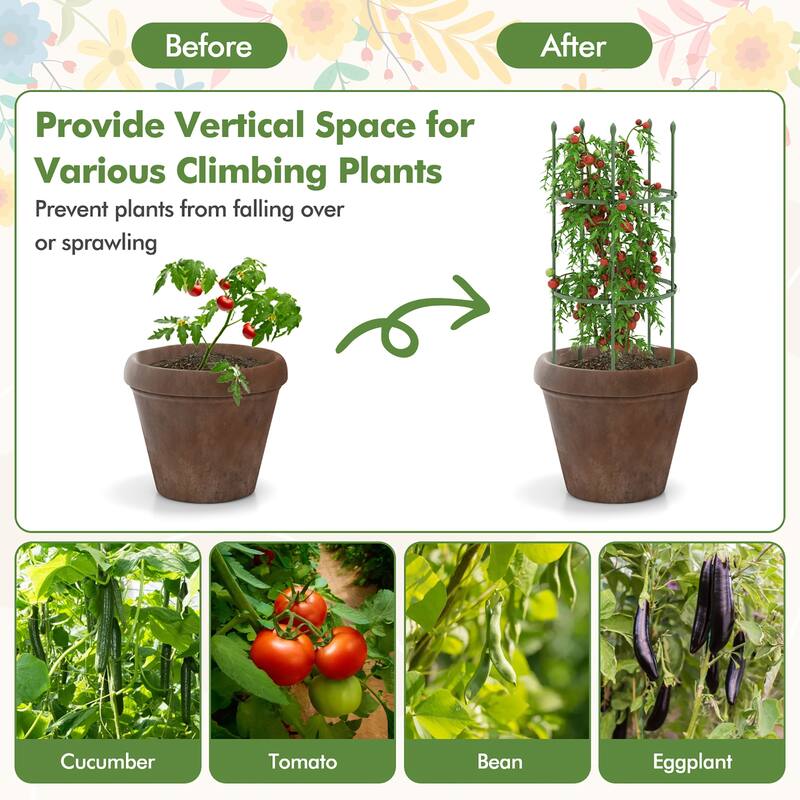 Gymax 3-Pack Garden Tomato Trellis 40'' Plant Support Cage w/
