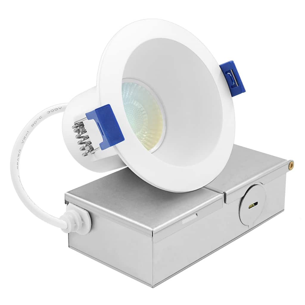 Luxrite 3 in. LED Recessed Ceiling Light J-Box 8W 5CCT 840 Lumens Dimmable Wet Rated IC Rated