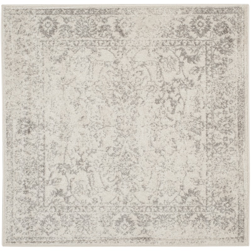 SAFAVIEH Adirondack Dakota Rustic Shabby Chic Distressed Rug - 5' x 5' Square - Ivory/Silver
