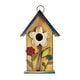 preview thumbnail 55 of 53, Glitzhome 10"H Multicolor Cute Distressed Solid Wood Birdhouse with 3D Flowers
