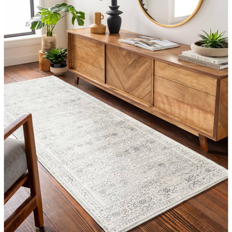 Livabliss Roma Vintage Traditional Area Rug - Cream/Grey - 2' 7" x 10'