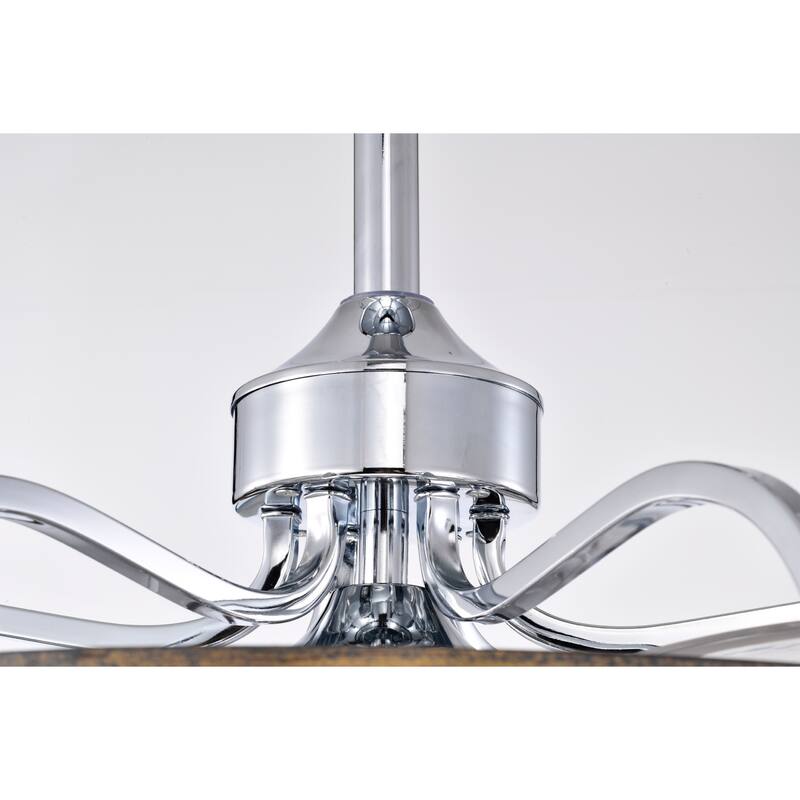 Davina 24 Inch Chrome Polish finish 6 Light, 3 Blade Ceiling Fandelier with Remote