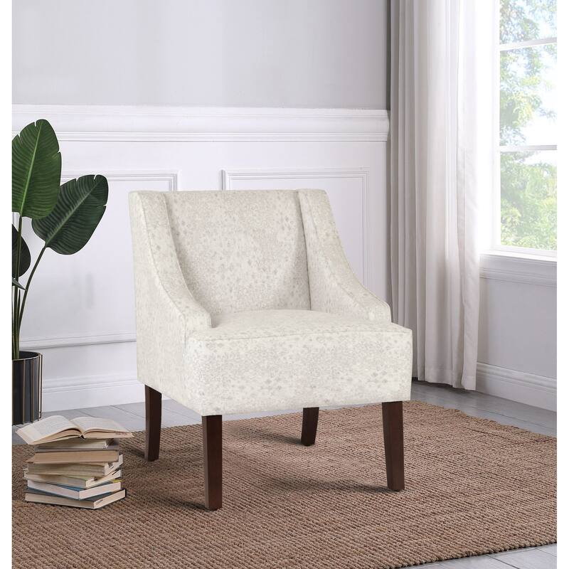 Porch & Den Lyric Swoop Arm Cream/ Gray Vintage Stencil Accent Chair