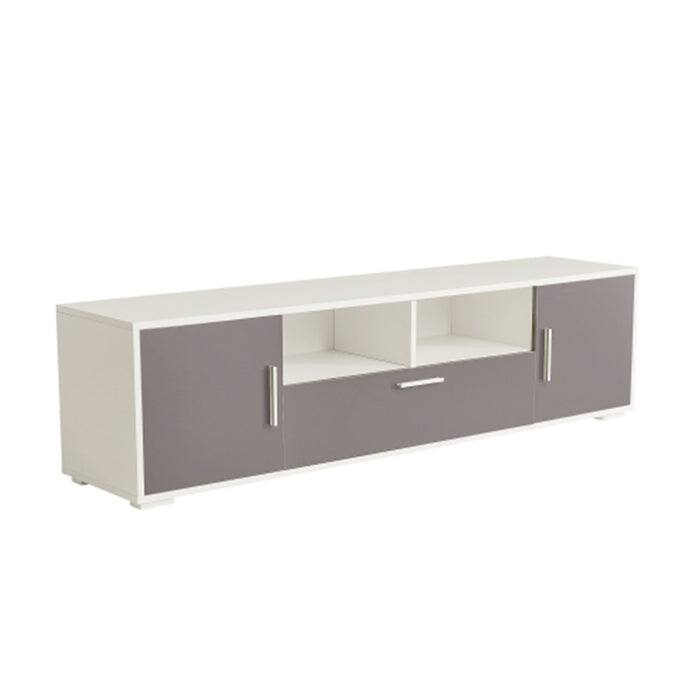 WHITE+GRAY morden TV Stand with LED Lights high glossy front TV Cabinet
