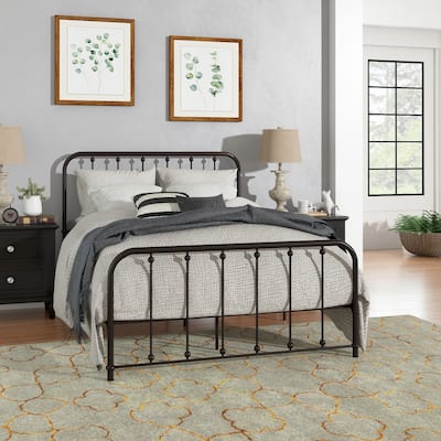 Kae Metal Bed with Beaded Headboard by iNSPIRE Q Classic
