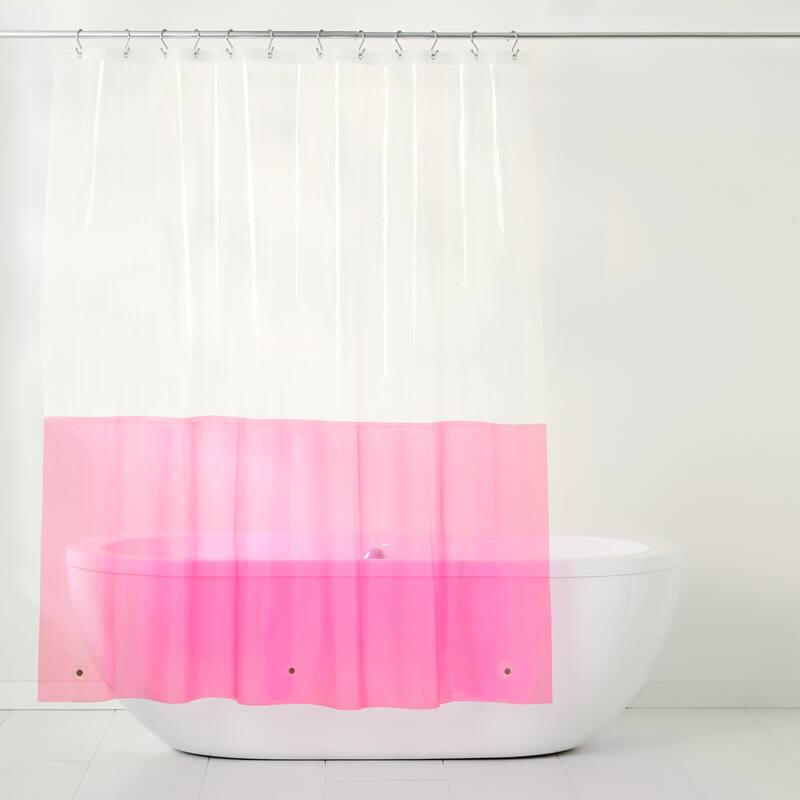 TOWN & COUNTRY PLAY Ciara Mod Colorblock PEVA Shower Curtain Liner - Clear/Pink
