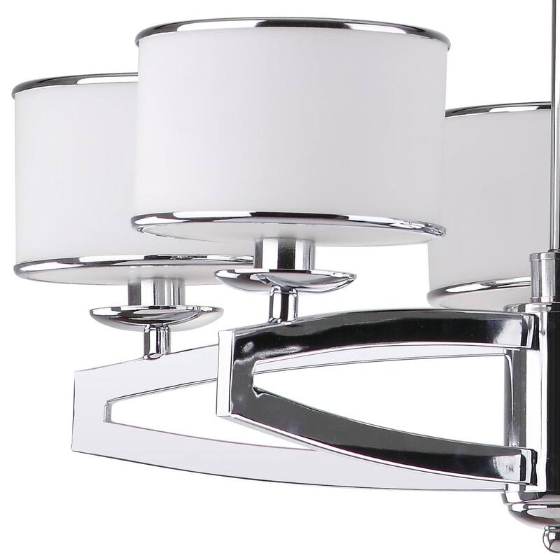 SAFAVIEH Lighting Chanda Adjustable 5-Light Chrome Drum Pendant - 25" W x 25" D x 16.3" H - 25Wx25Dx16H