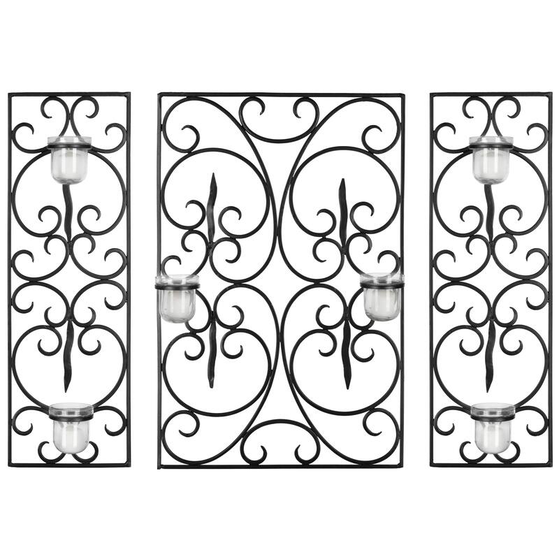 SAFAVIEH Lighting Vally Classical Scrolls Candle Holder Wall Sconce - 23"L x 31"H x 9"D - 32Wx4Dx24H