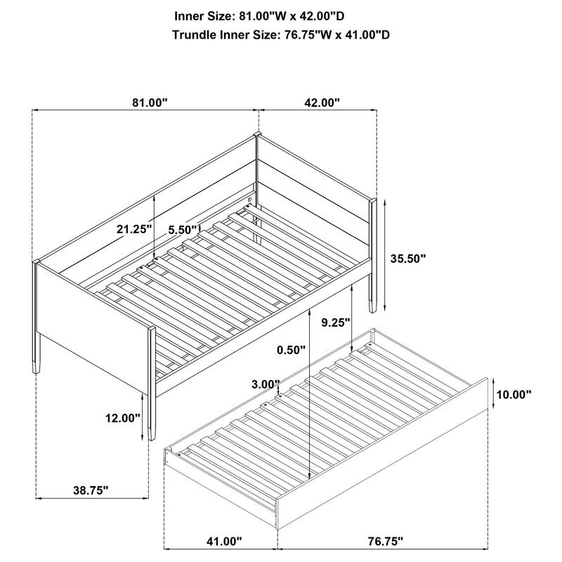 Calinda Wood Twin Daybed With Trundle Natural