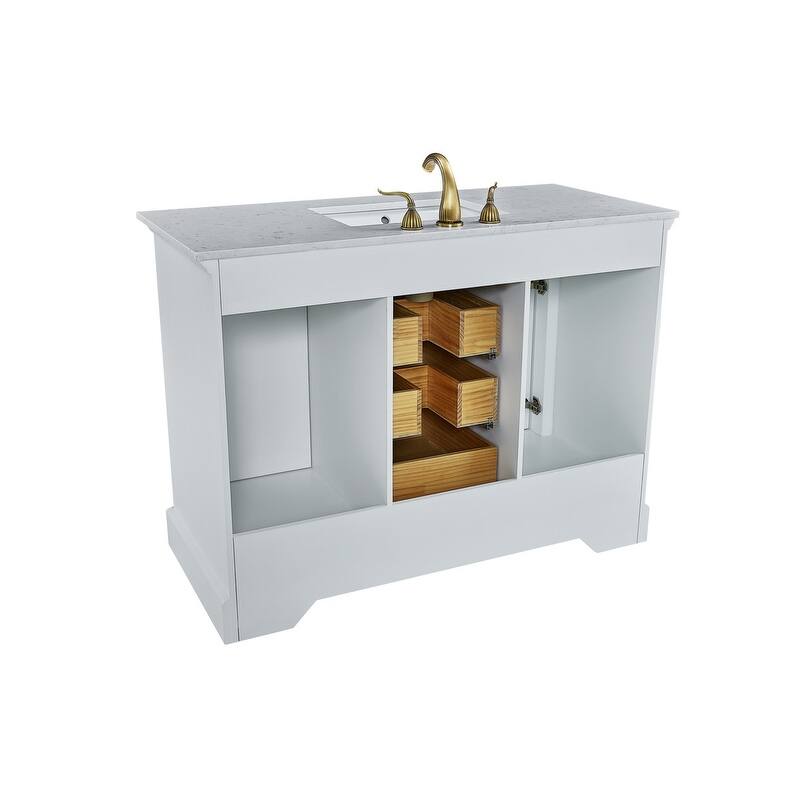 Naeb 48 in. W x 22 in. D x 36 in. H Single Sink Bathroom Vanity in White with White Quartz Countertop