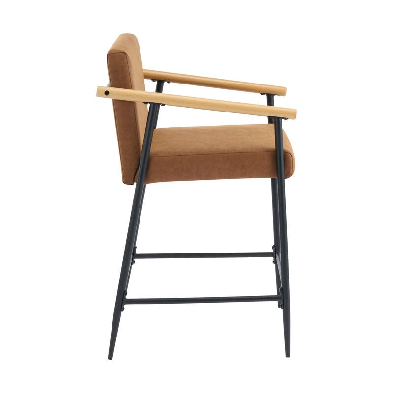 Christopher Knight Home - Counter Stool Set of 2 with Iron Frame, Fabric Cushions