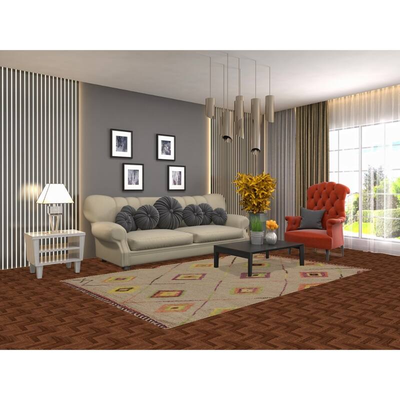 Trellis Geometric Moroccan Area Rug Handmade Wool Carpet - 5'1" x 8'4"