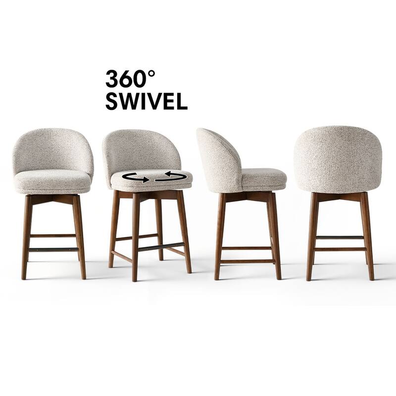 25.5" Swivel Solid Wood Leg Upholstered Counter Stool(Set of 4)