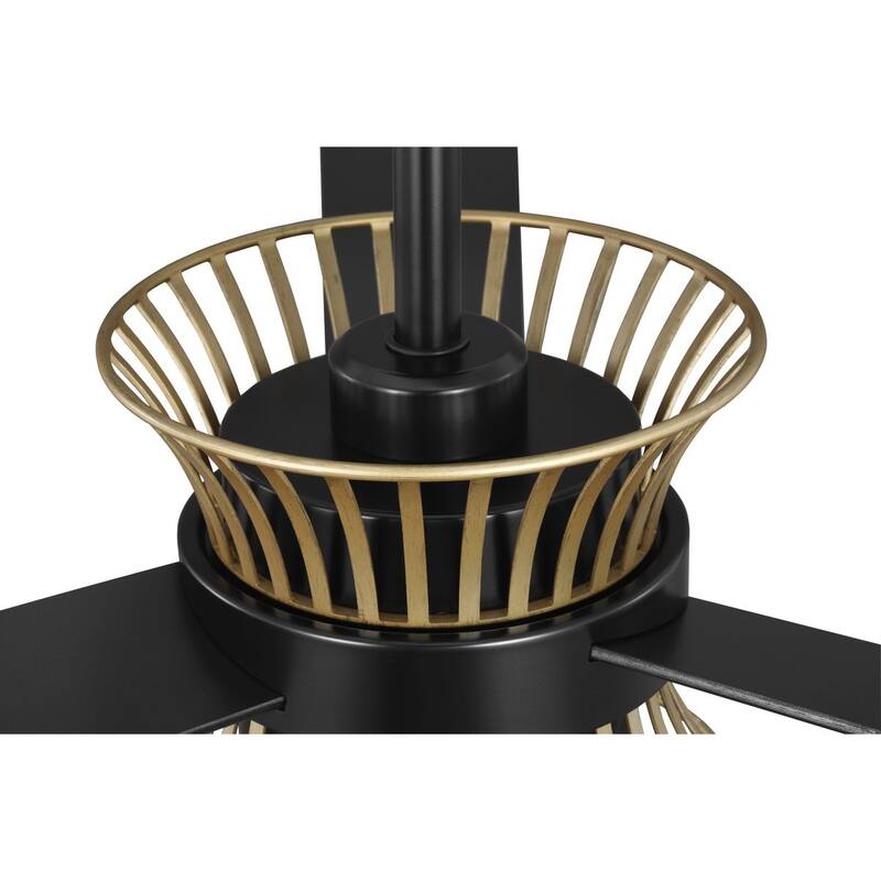 Bisbee Collection 55-in Three-Blade Matte Black Global Ceiling Fan with Rattan colored accent