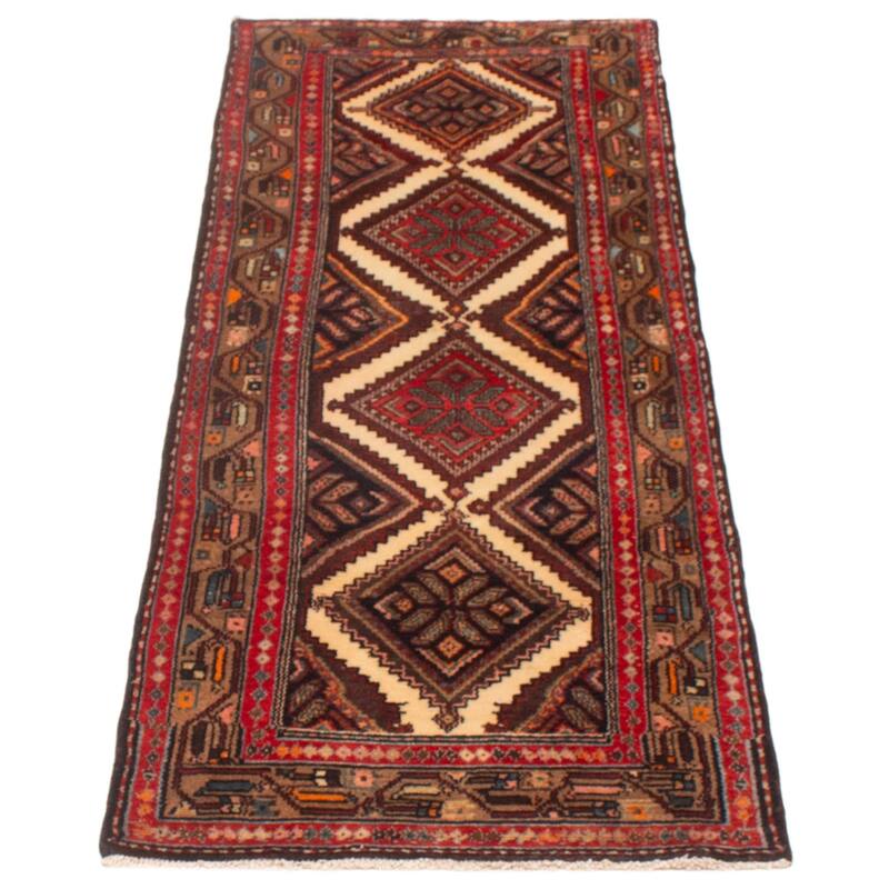 ECARPETGALLERY Hand-knotted Andelz Cream, Red Wool Rug - 2'7 x 6'11