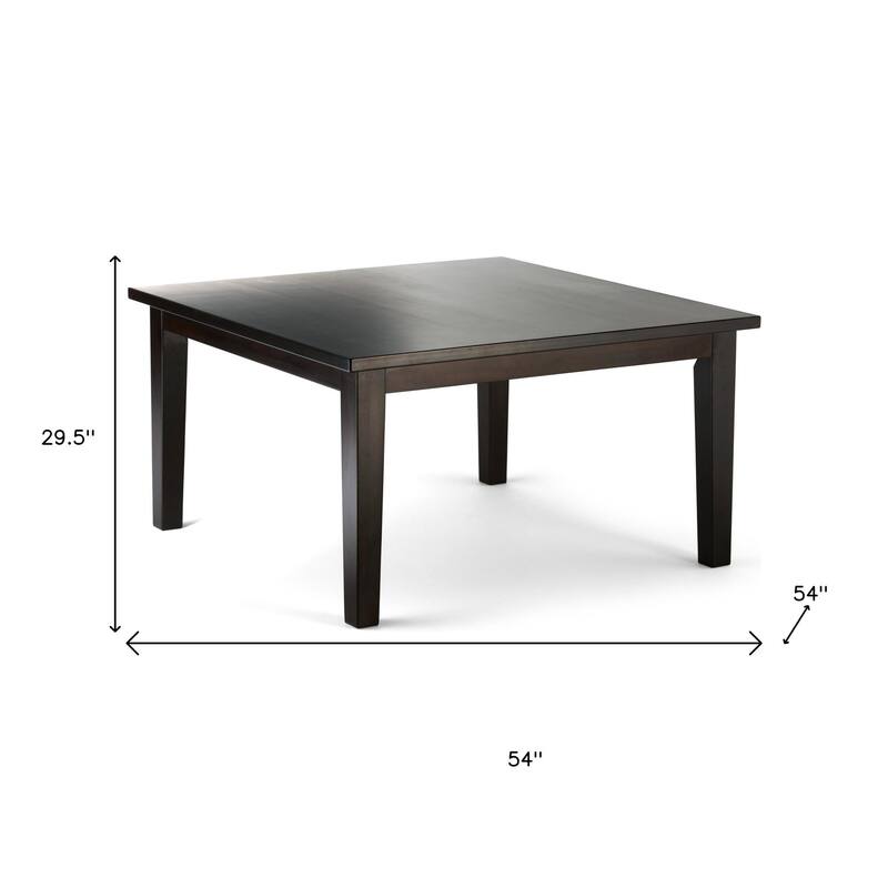 HomeRoots 54" Brown Solid Wood Frame Base Square Dining Table - 54.00 in. x 29.50 in. x 54.00 in.