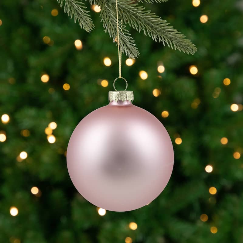 6ct Shiny Matte Baby Pink Glass Ball Christmas Ornaments 3.25" (80mm)