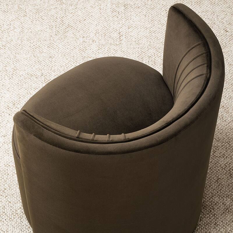 Velvet Swivel Dining Chairs with Rolling Casters, Upholstered Barrel Back Dining ArmChairs