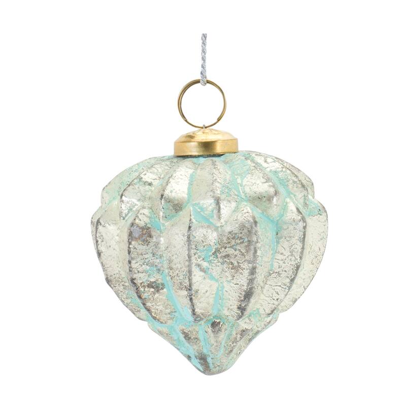 Distressed Mercury Glass Christmas Ornaments 5" 130mm Multi-Color 6Ct