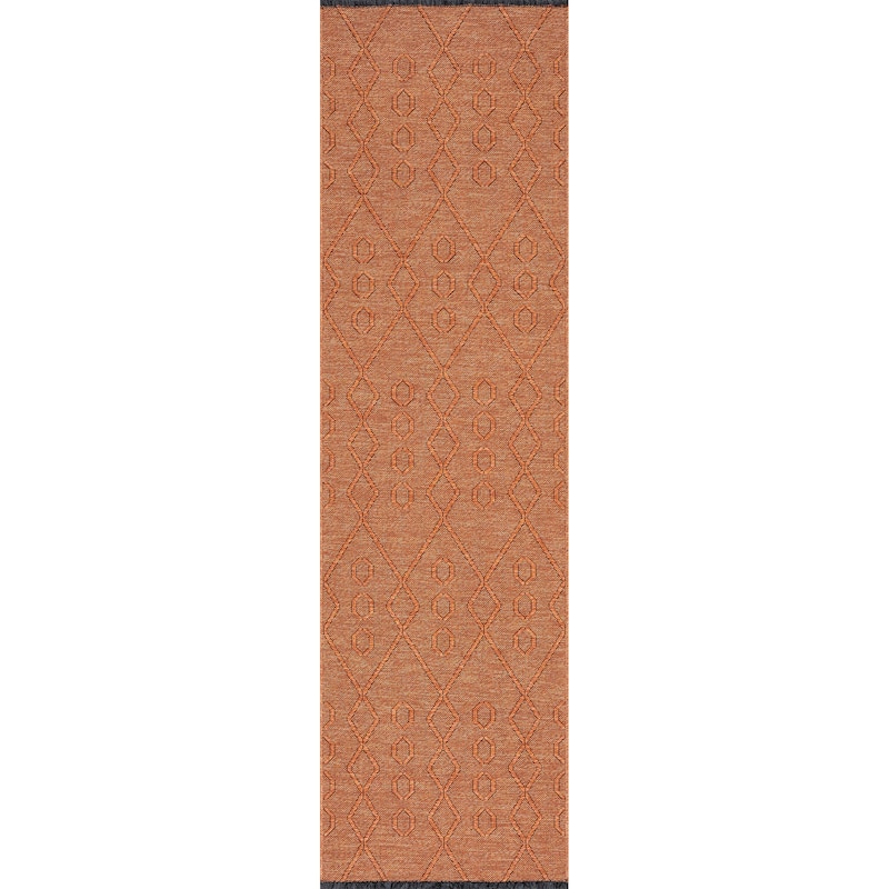 Alameda Solid Color Geometric Machine Washable Indoor Area Rug