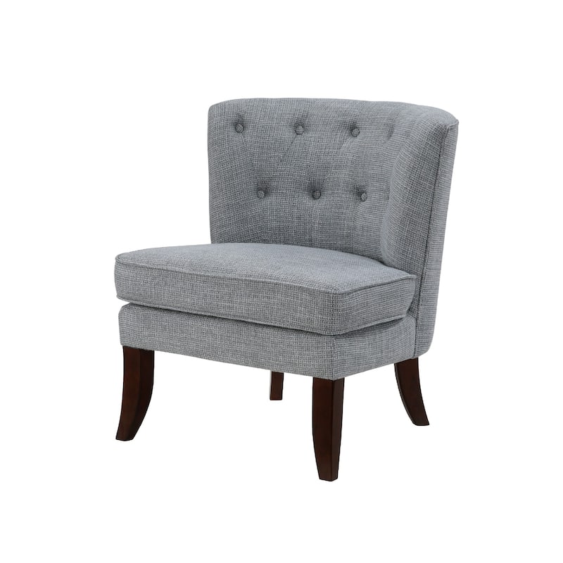 Rose Accent Chair, Button Tufted Wingback, Dark Gray Polyester, Brown