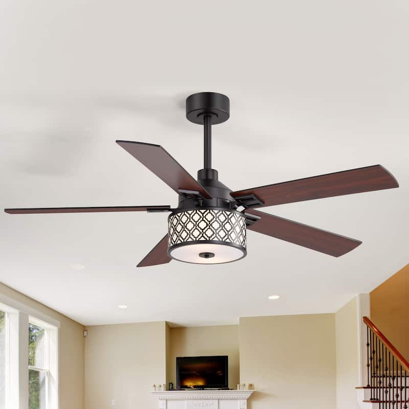 52" Reversible 5-Blade Caged Ceiling Fan with Light and Remote