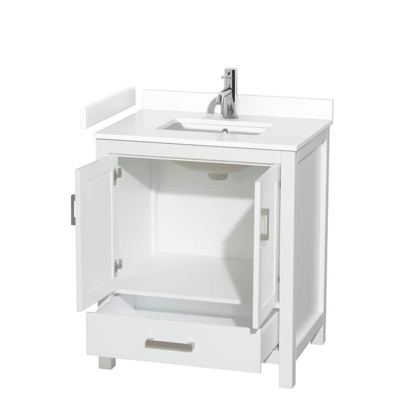 Wyndham Collection Sheffield 30" Single Bathroom Vanity, Carrara
