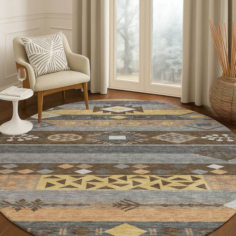 Machine Washable Indoor/ Outdoor Global Tuca Chantille Rug