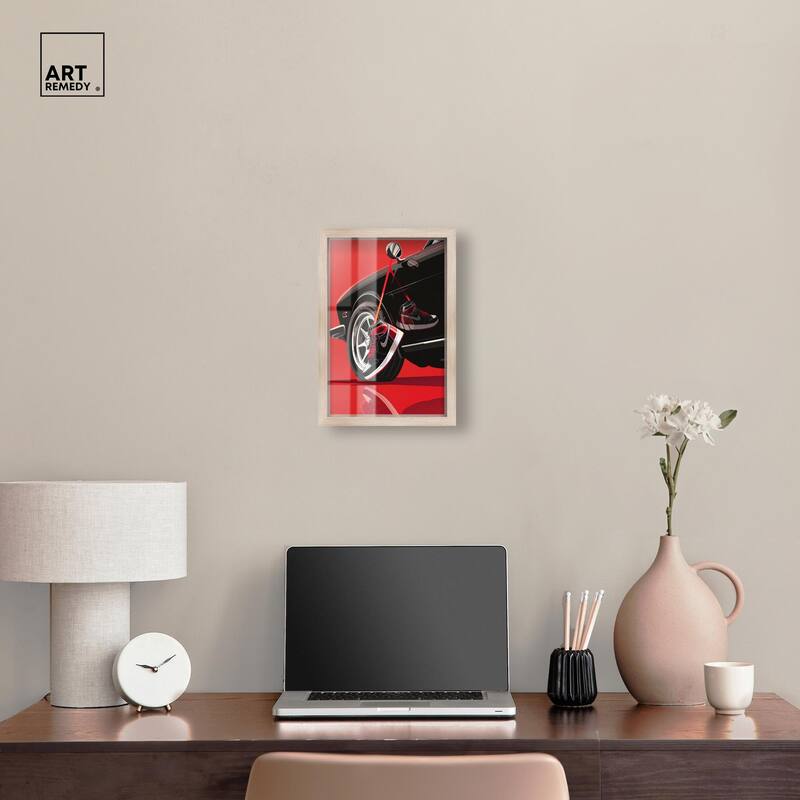 Red Bold Sneaker and Car Shadowbox by Art Remedy