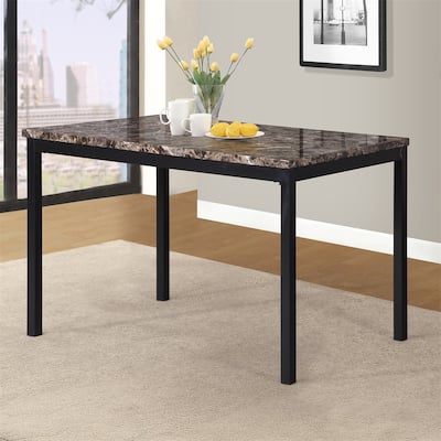 Metal Dining Table with Laminated Faux Marble Top