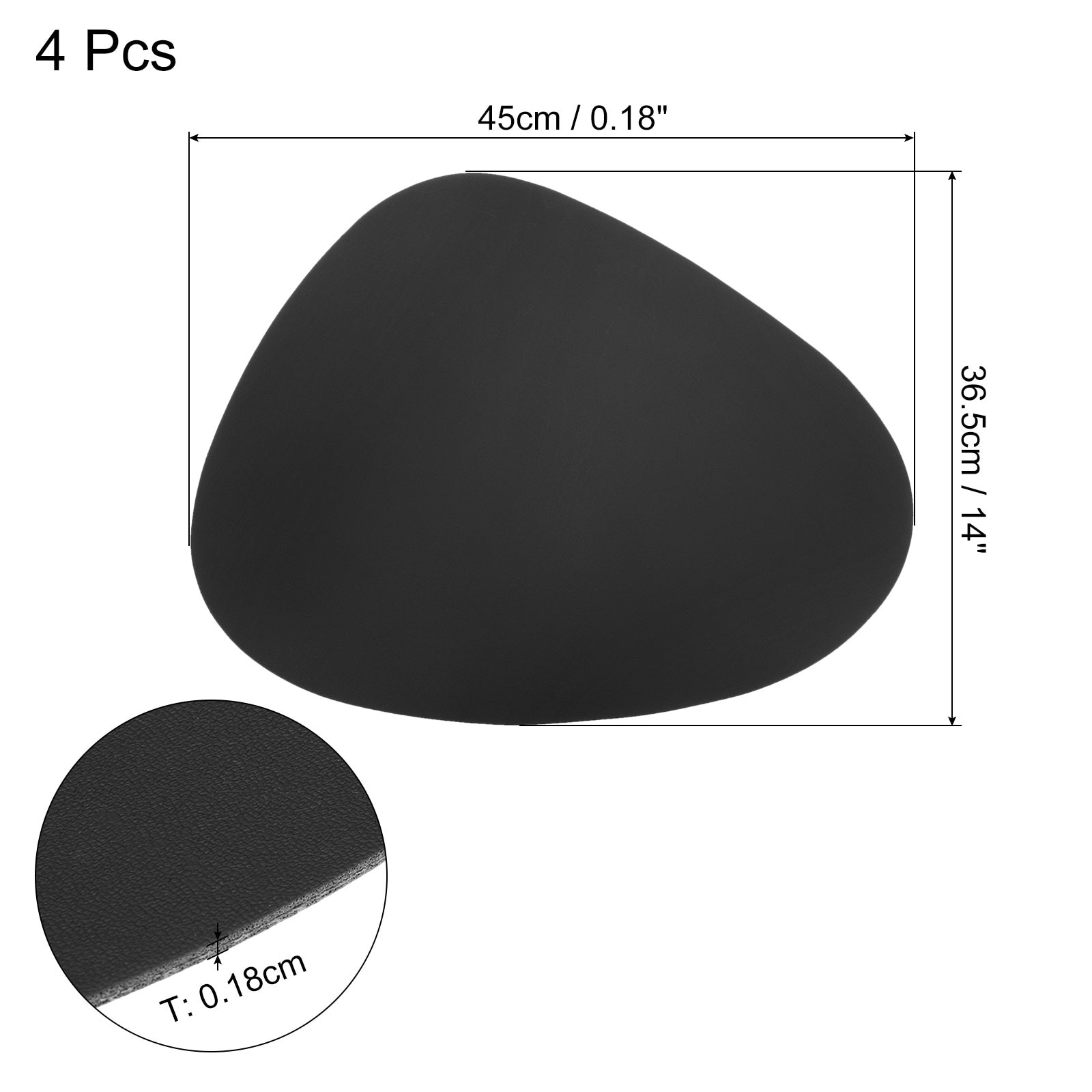 4Pcs Faux Leather Placemats for Dinner Table, Drop-Shaped Mats