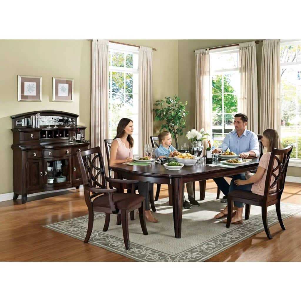 Elegant Dining Table, Dark Walnut Brown