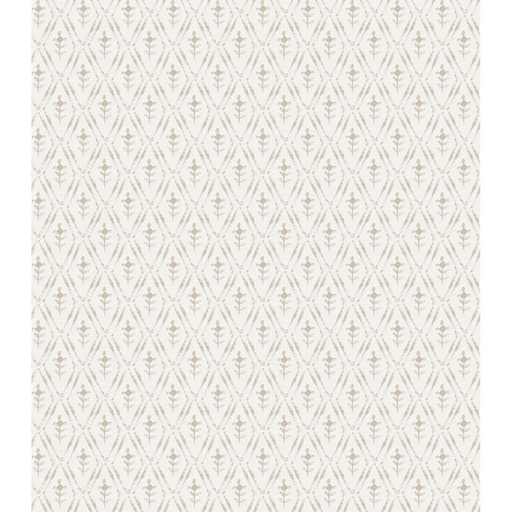 Chris Loves Julia x A-Street Prints Tillie Taupe Diamond Floral Wallpaper