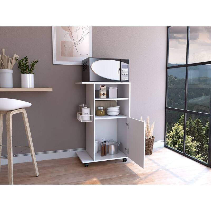 Kitchen Cart Kryot, Single Door Cabinet, Four Casters