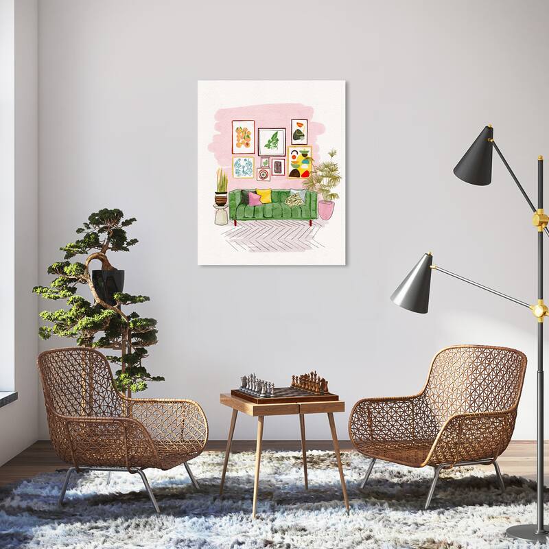 Wynwood Studio Fashion and Glam Home Decor Corner Pink and Light Pink Modern & Contemporary Wall Art Canvas Print - 36 x 30