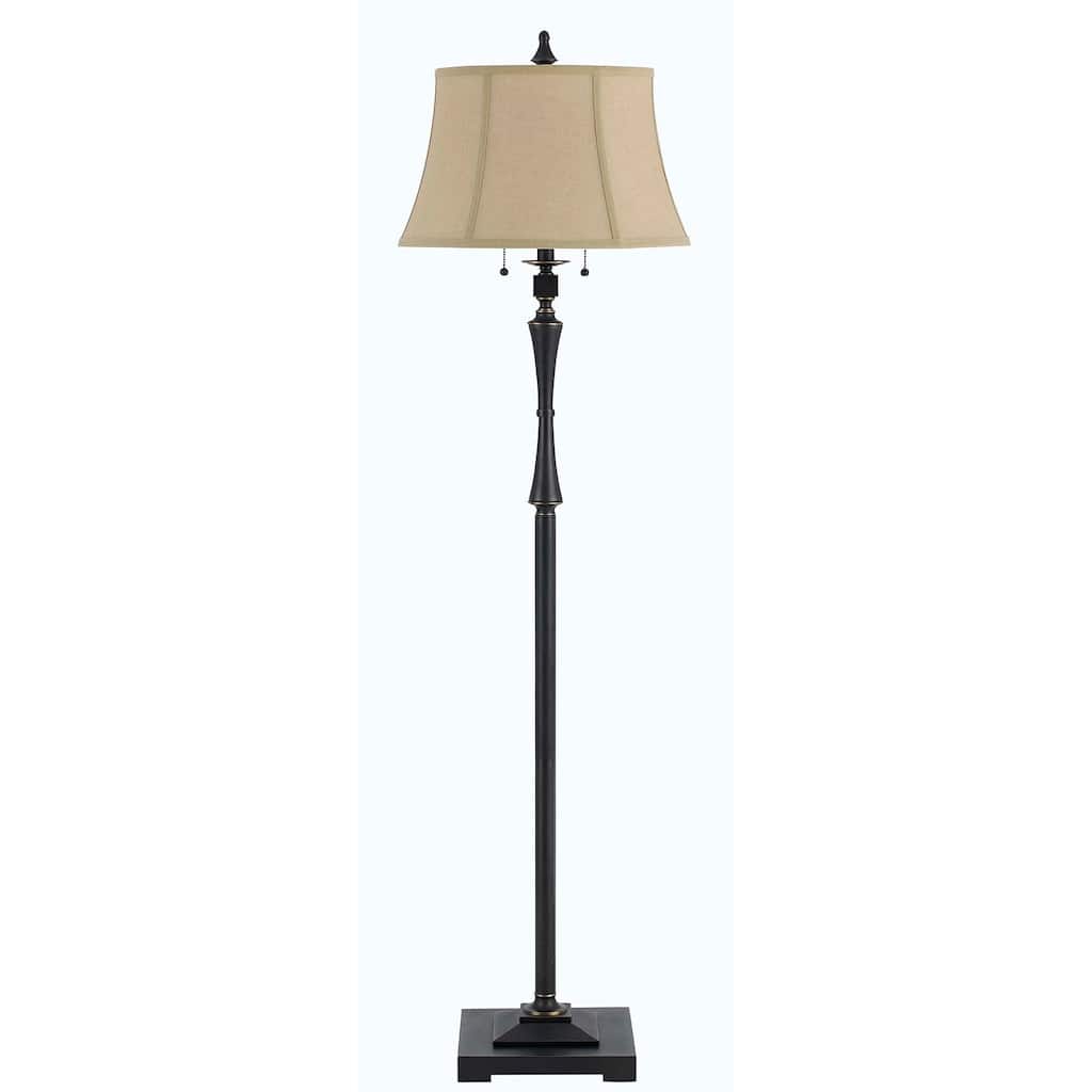 HomeRoots 61" Bronze Two Light Traditional Shaped Floor Lamp With Brown Square Shade - 17