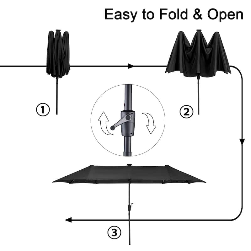 Autlaycil 13ft Extra Large Patio Umbrella with Solar Lights(Without Base)