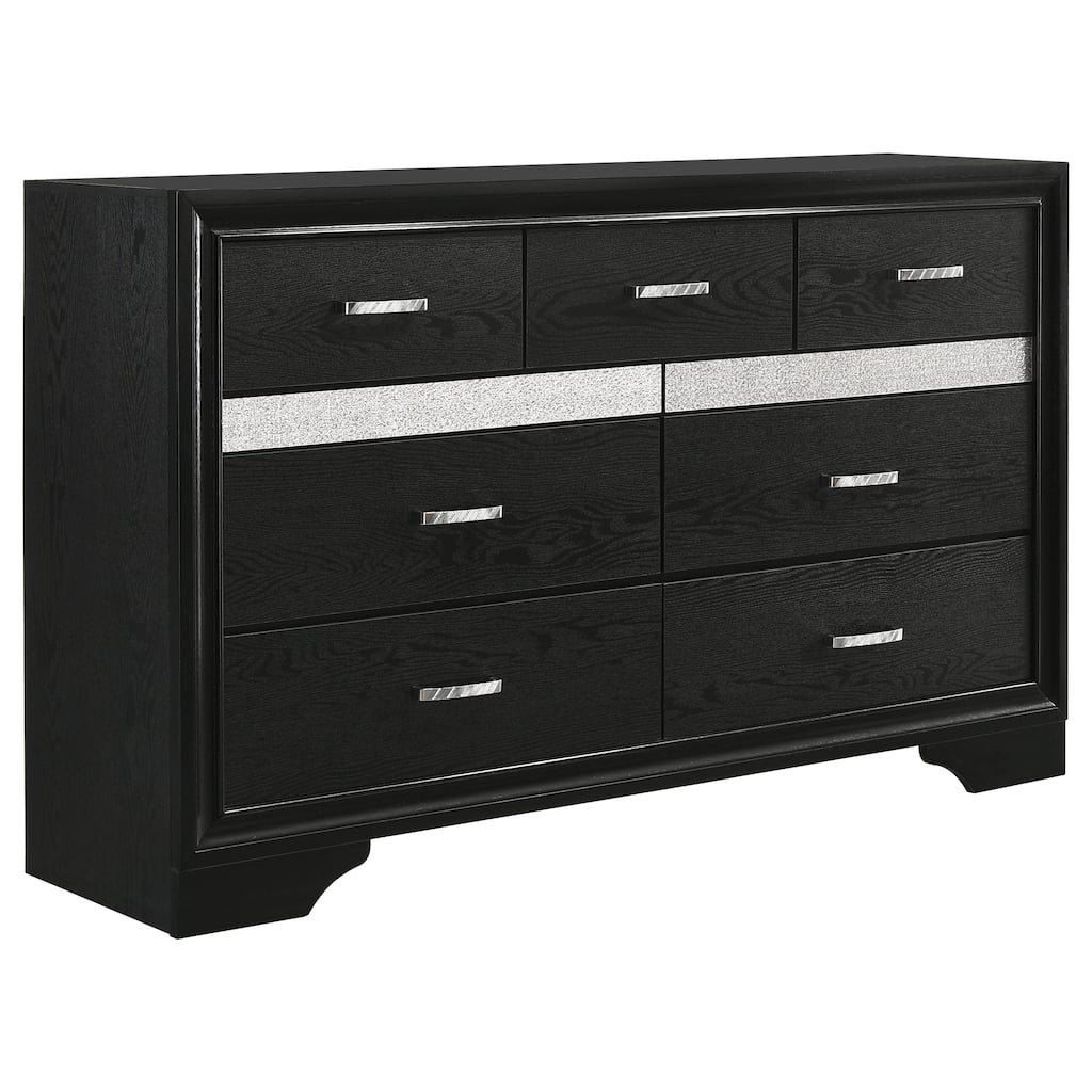 Miranda 7-drawer Dresser with Mirror Black