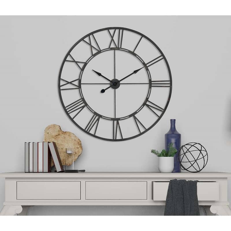 UTOPIA ALLEY Oversized Roman Round Wall Clock - Large Wall Clock, Roman Numeral Wall Clock, Decorative Wall Clock 43.5"D