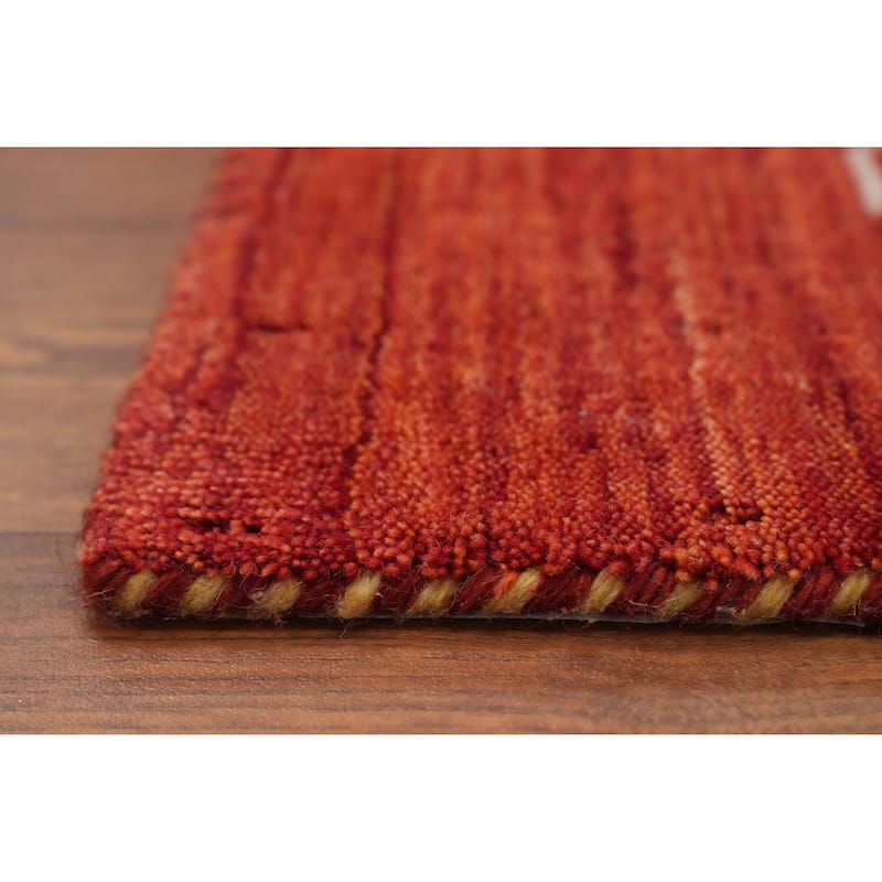 Hand Knotted Oriental 100% Wool Carpet Tribal Animal Pictorial Oranges & Rust Gabbeh Area Rug - 8' 7'' X 5' 8''
