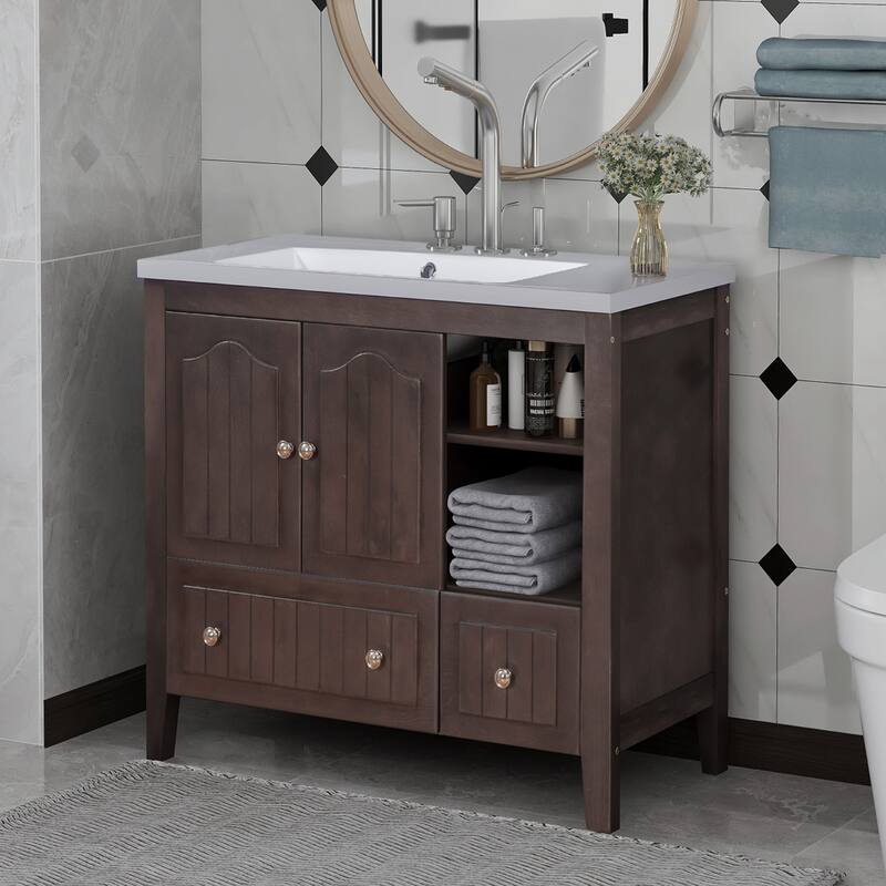 36" Bathroom Vanity with Solid Wood Frame